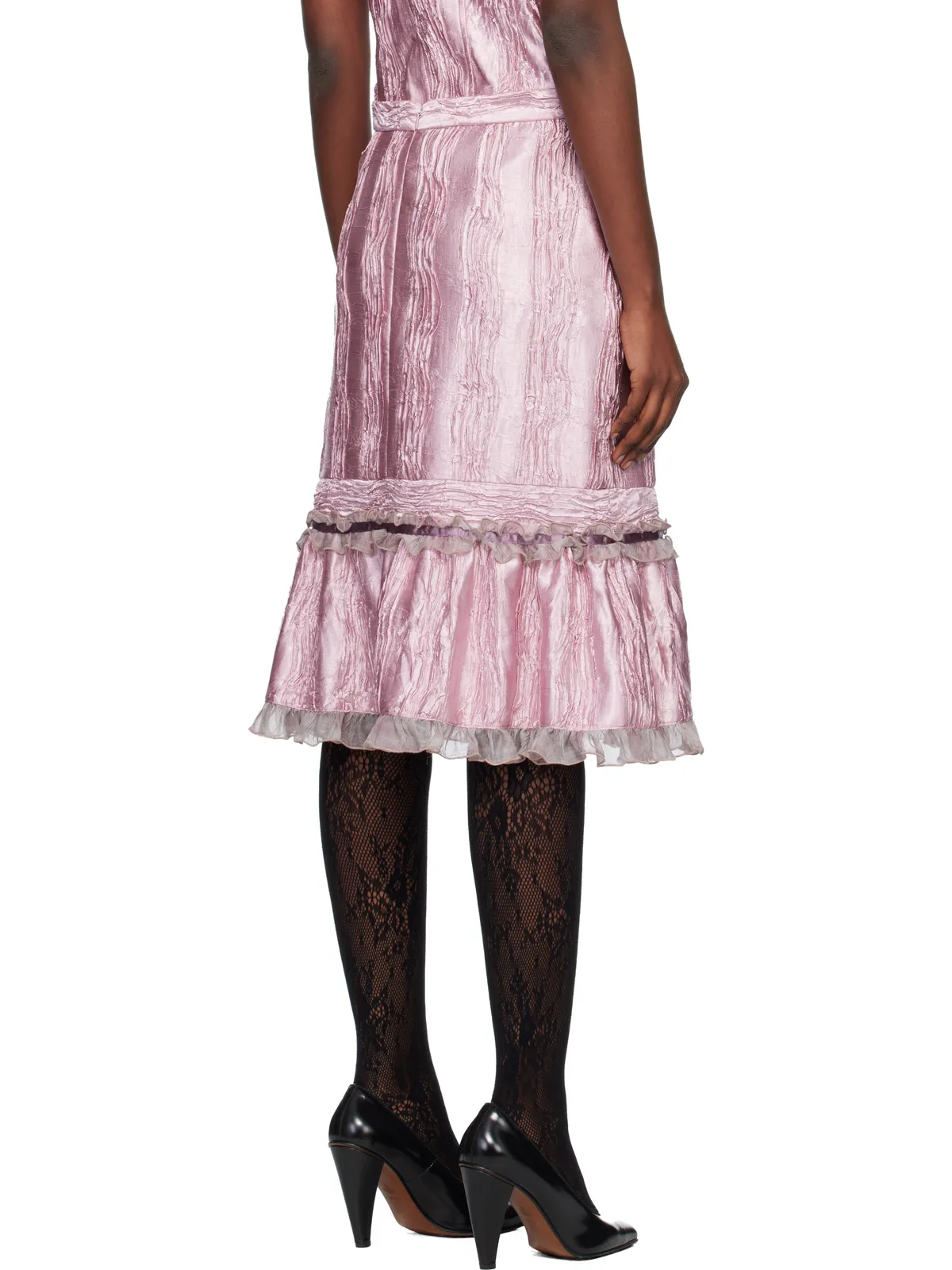 Anna Sui Crushed Satin Ruffle ミディアムスカート - 画像3