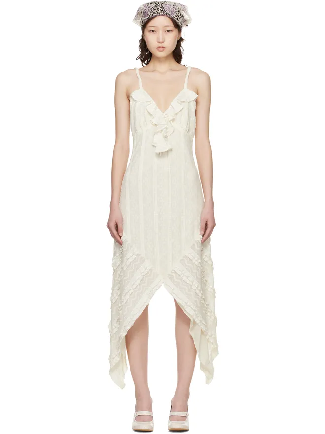 Anna Sui Anna Sui Floral Ruffle Stretch Lace Handkerchief ミディアムドレスの商品画像