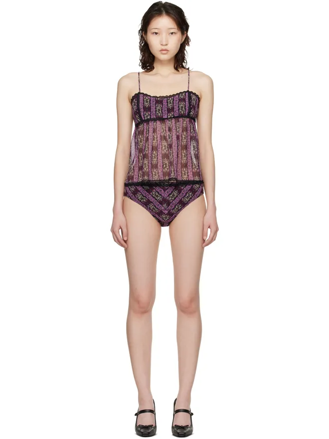 Anna Sui Anna Sui Cameo Stripe Print Sun Suit タンキニの商品画像