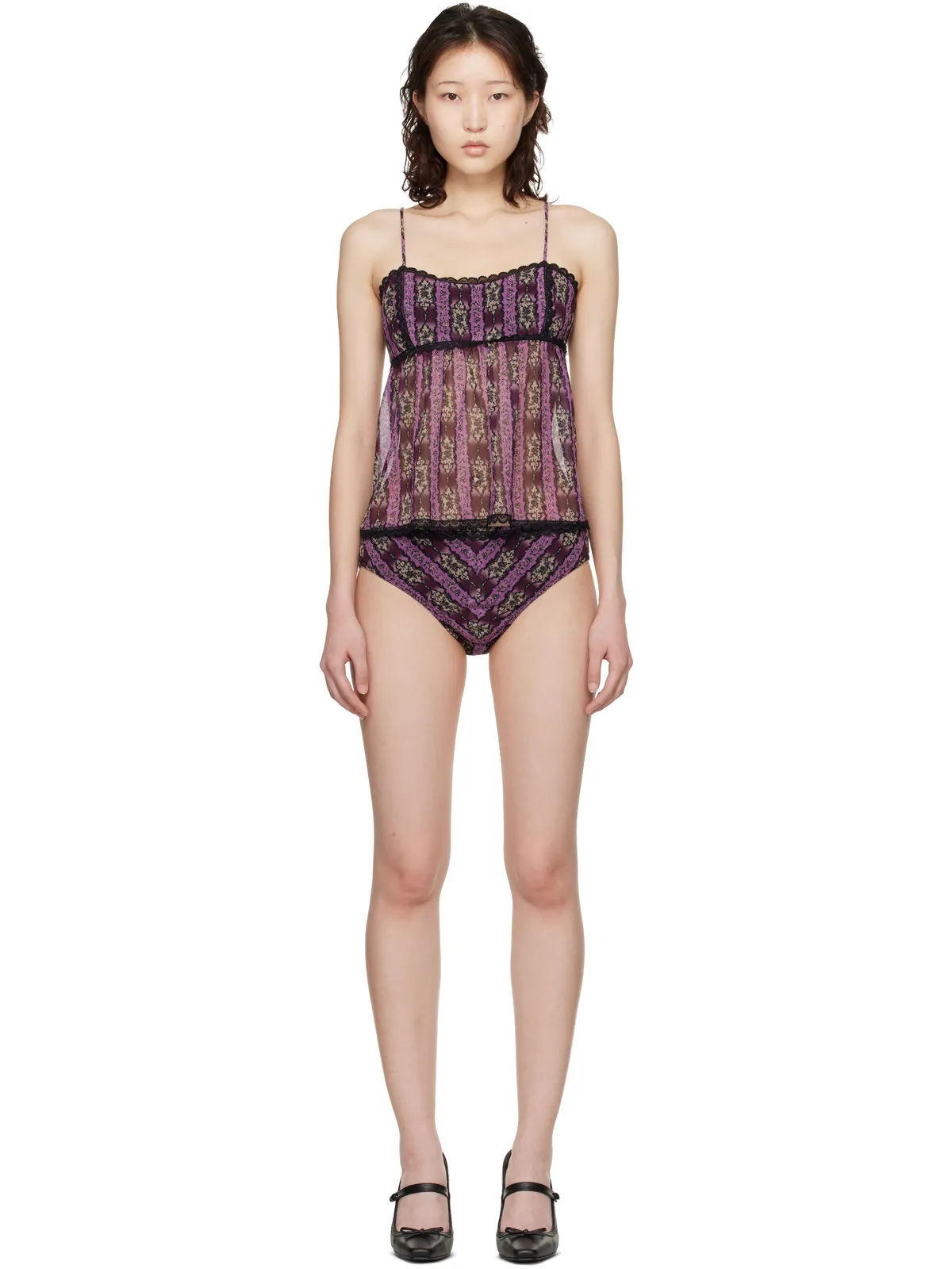 Anna Sui Cameo Stripe Print Sun Suit タンキニ - 画像1