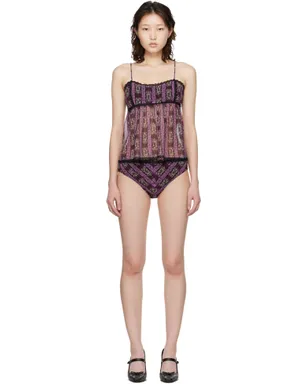 Anna Sui Cameo Stripe Print Sun Suit タンキニ - サムネイル1