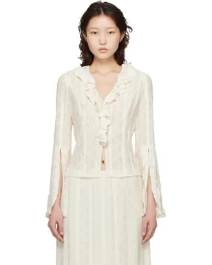 Anna Sui Floral ラッフル ストレッチ レースブラウス - サムネイル1