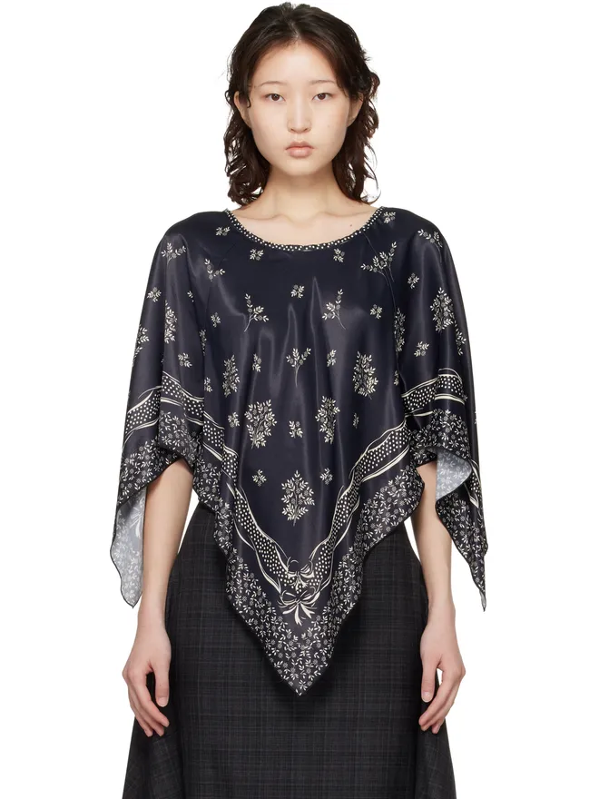 Anna Sui Anna Sui Ribbon Handkerchief Satin Print ポンチョの商品画像