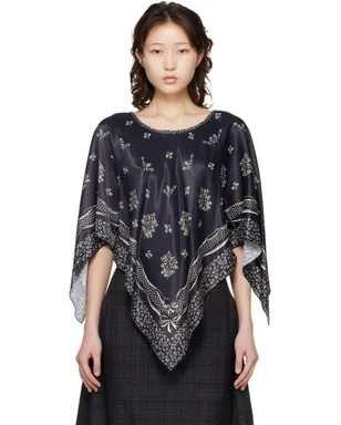 Anna Sui Ribbon Handkerchief Satin Print ポンチョ - サムネイル1