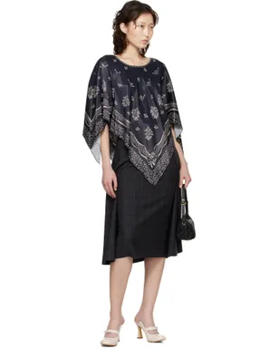 Anna Sui Ribbon Handkerchief Satin Print ポンチョ - サムネイル4