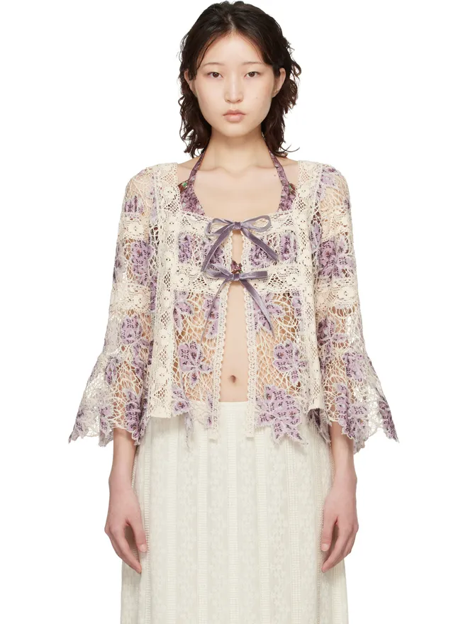 Anna Sui Anna Sui Medallion Floral Lace Tie ブラウスの商品画像