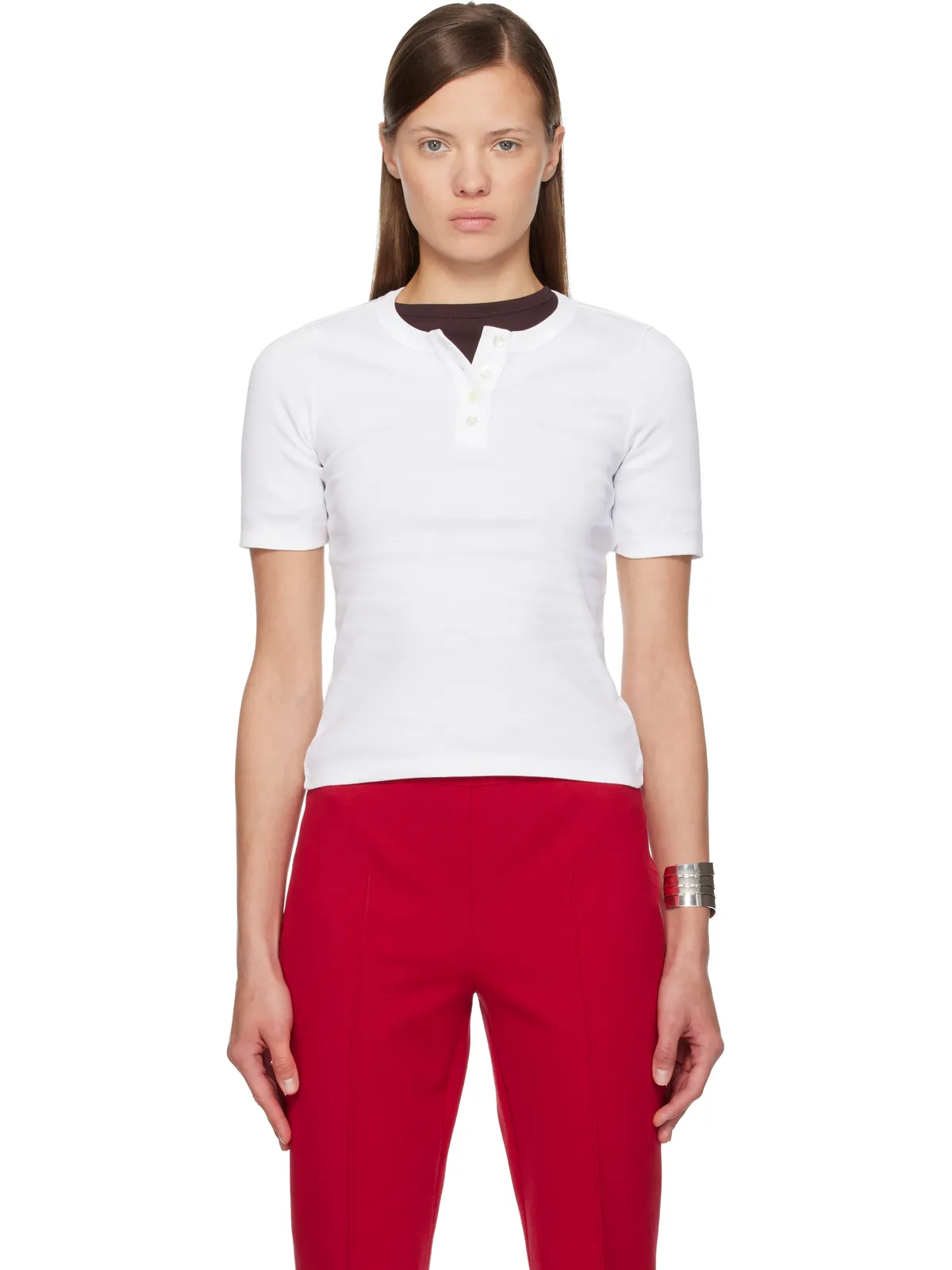 FLORE FLORE Jess ヘンリーネックTシャツ - 画像1