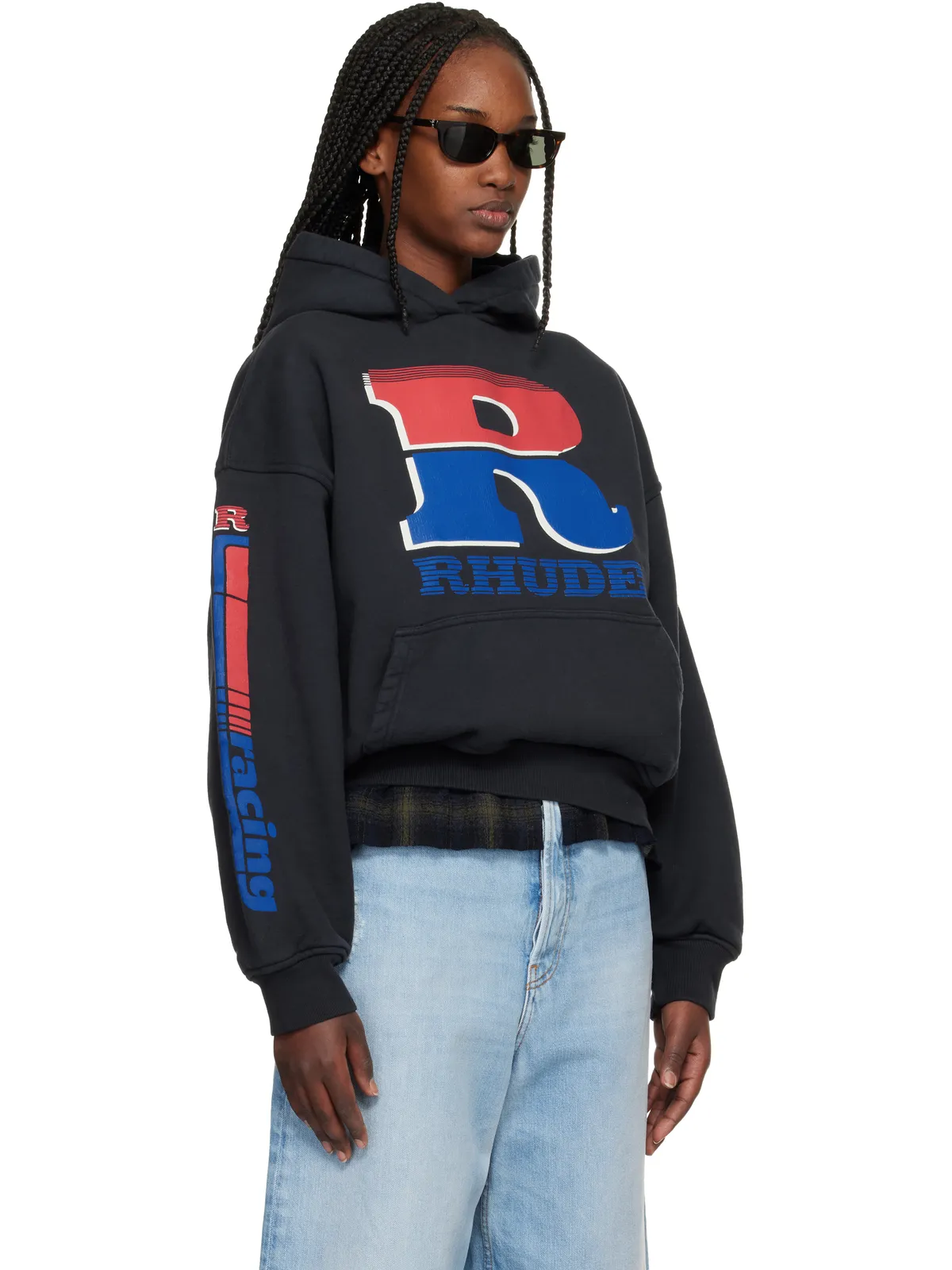 Rhude Split Petrol ロゴ フーディ - 画像2
