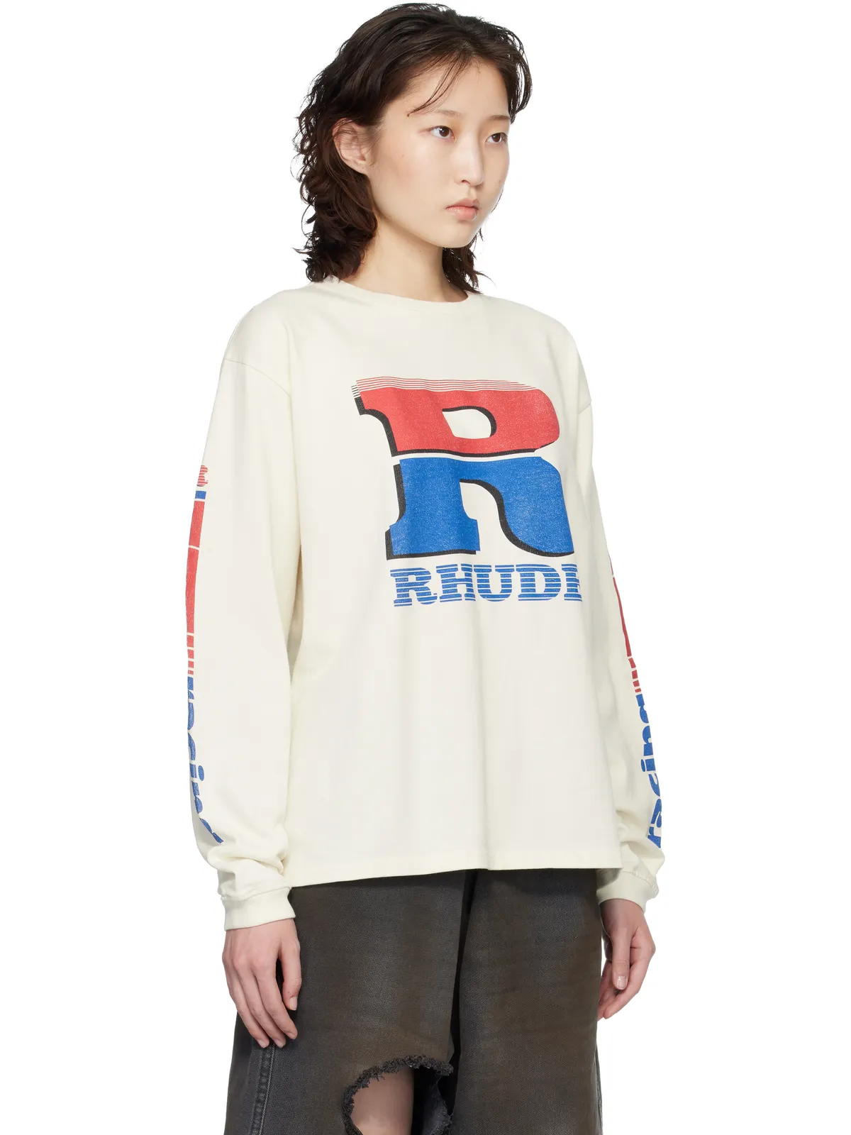 Rhude Split Petrol Logo 長袖Tシャツ - 画像2