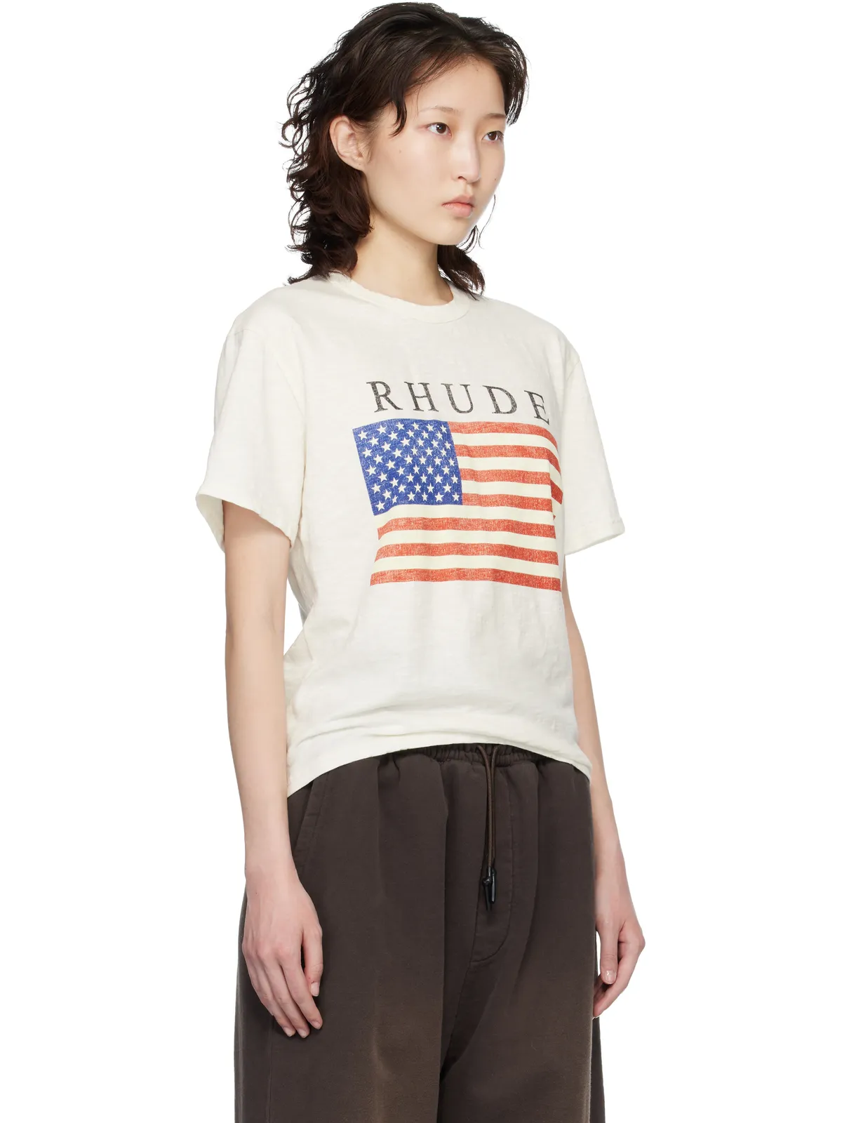 Rhude USA Flag スラブ Tシャツ - 画像2