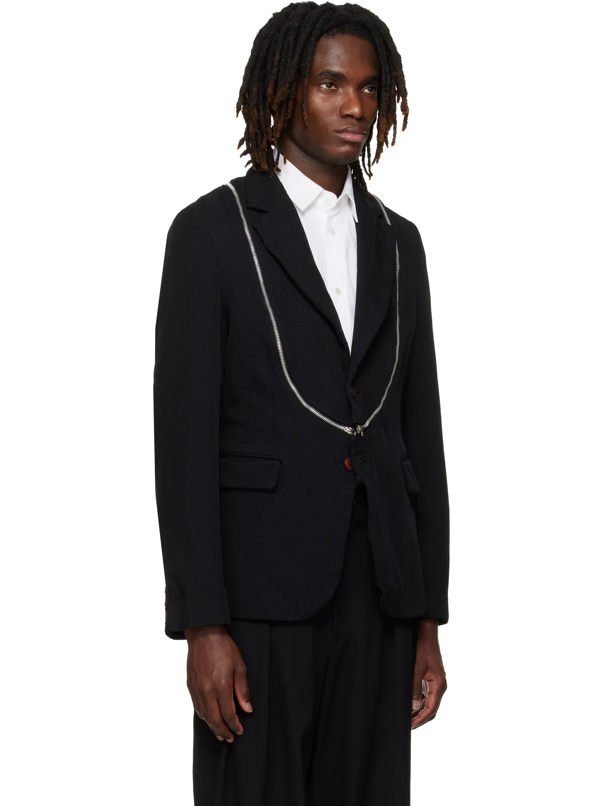 Black Comme des Garçons Heavy Kersey Garment Treated テーラードジャケット - 画像2