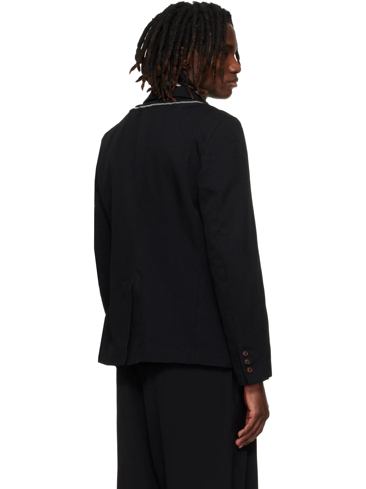 Black Comme des Garçons Heavy Kersey Garment Treated テーラードジャケット - 画像3