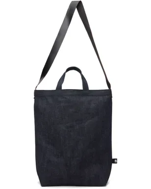 Black Comme des Garçons コットンデニム カウハイド ショルダーストラップ バッグ - サムネイル1
