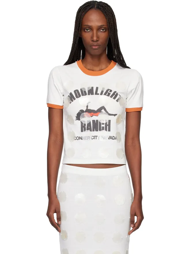 Conner Ives Conner Ives Mother of Pearl Paillette Ringer Tシャツの商品画像