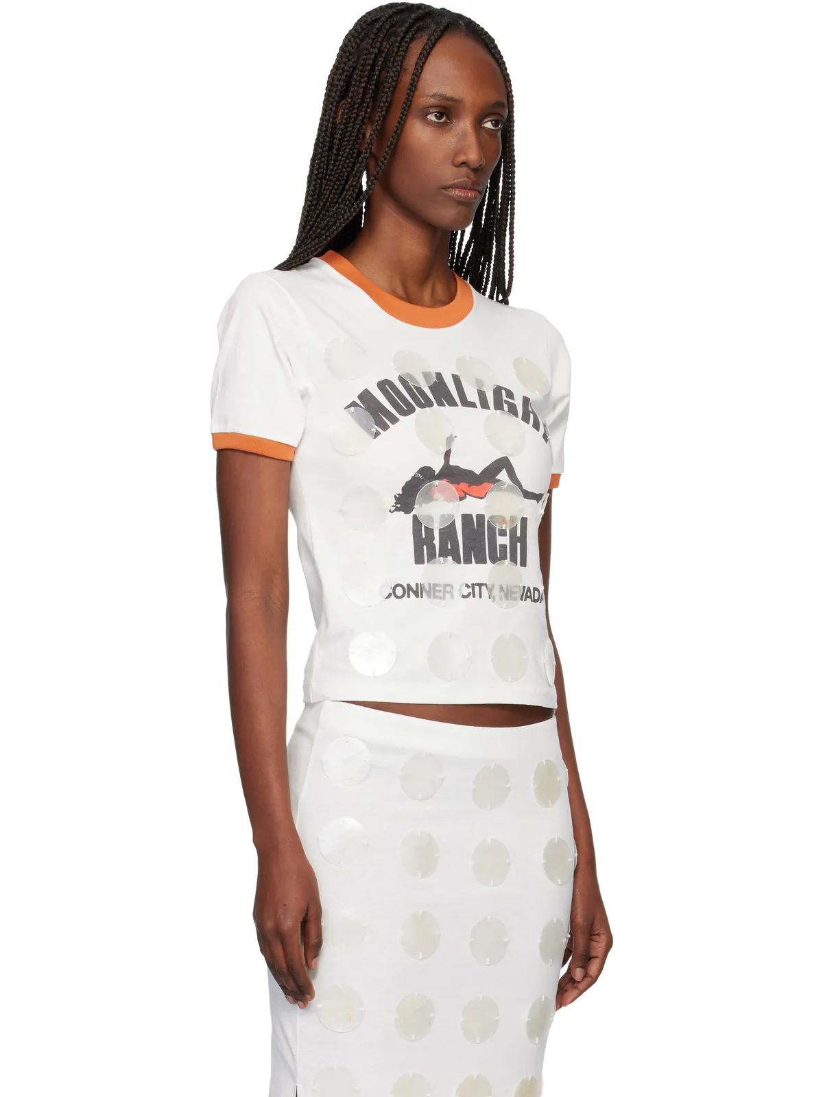 Conner Ives Mother of Pearl Paillette Ringer Tシャツ - 画像2