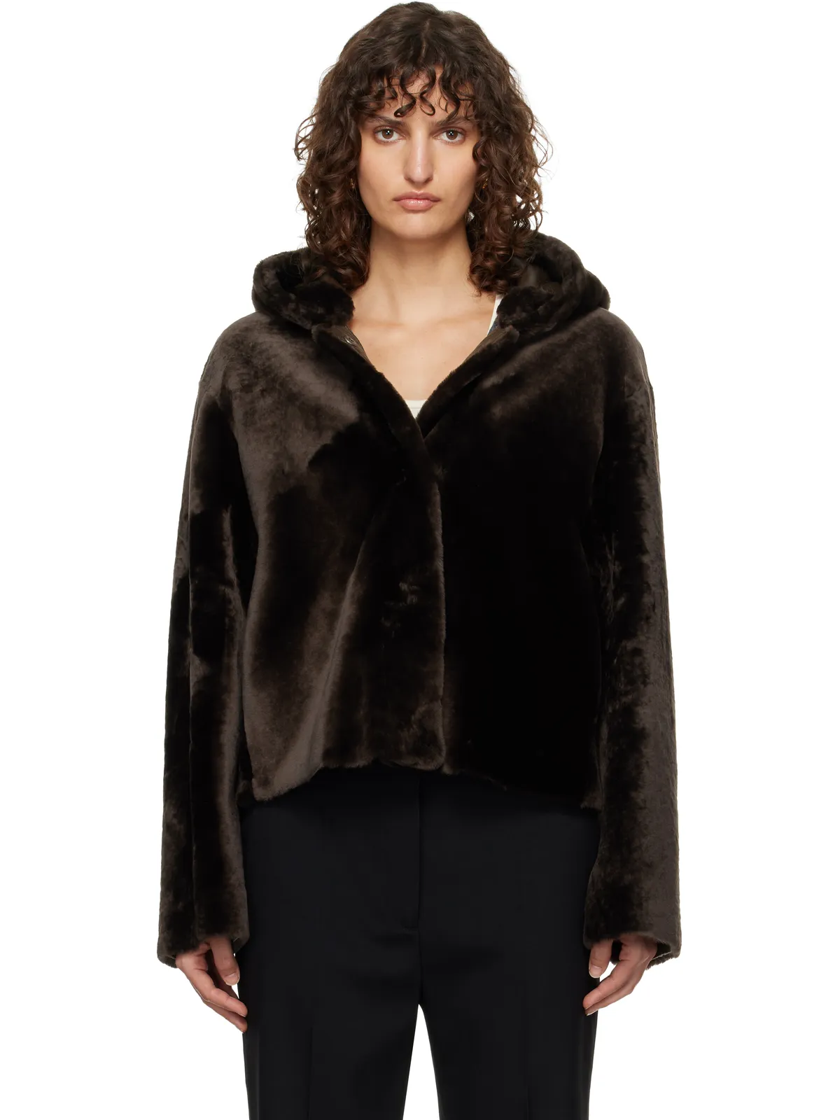 Nour Hammour Cooper Hooded Curly シアリングジャケット - 画像1