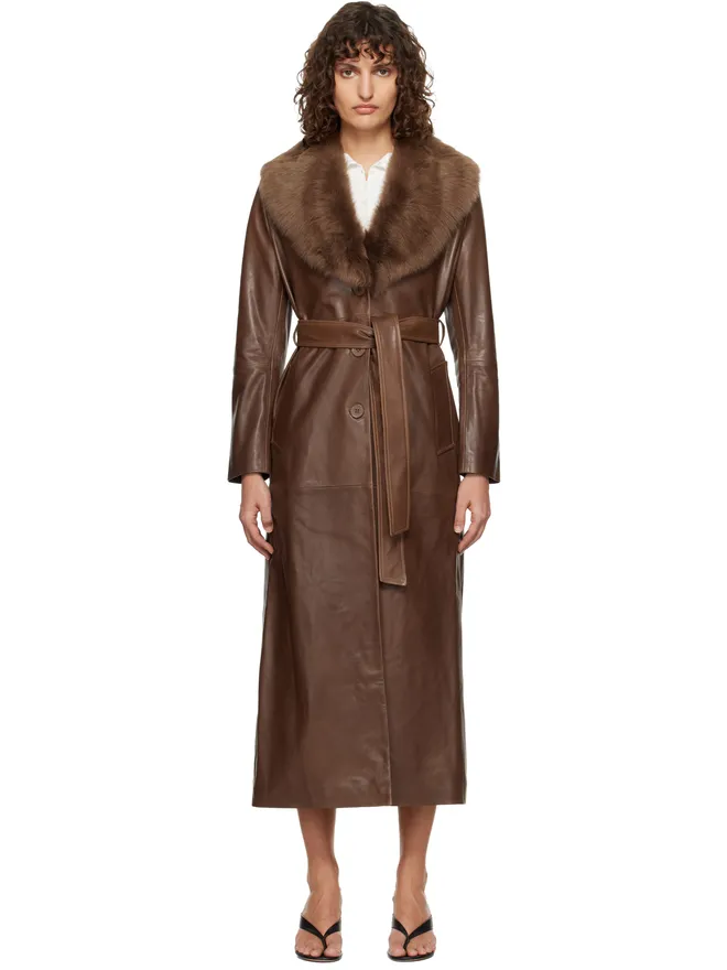 Nour Hammour Nour Hammour Dakota Glamorous レザーコートの商品画像