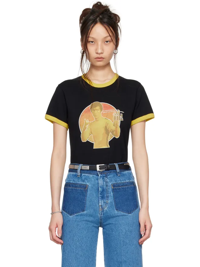 LU'U DAN LU'U DAN BRUCE LEE x LỰU ĐẠN ブラック リンガーTシャツの商品画像