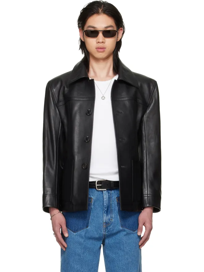 LU'U DAN LU'U DAN BRUCE LEE x LỰU ĐẠN ブラック Creep レザージャケットの商品画像