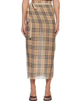 Burberry Sarong チェック コットン ミディアムスカート - サムネイル1