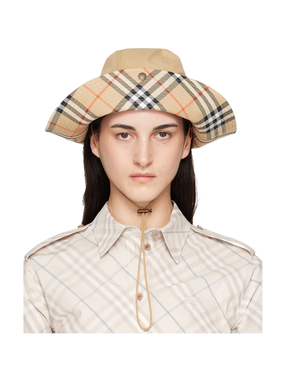 Burberry チェックブリム ギャバジン ハット - 画像1