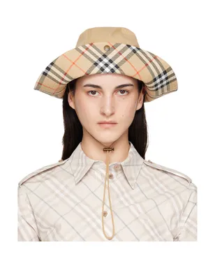 Burberry チェックブリム ギャバジン ハット - サムネイル1