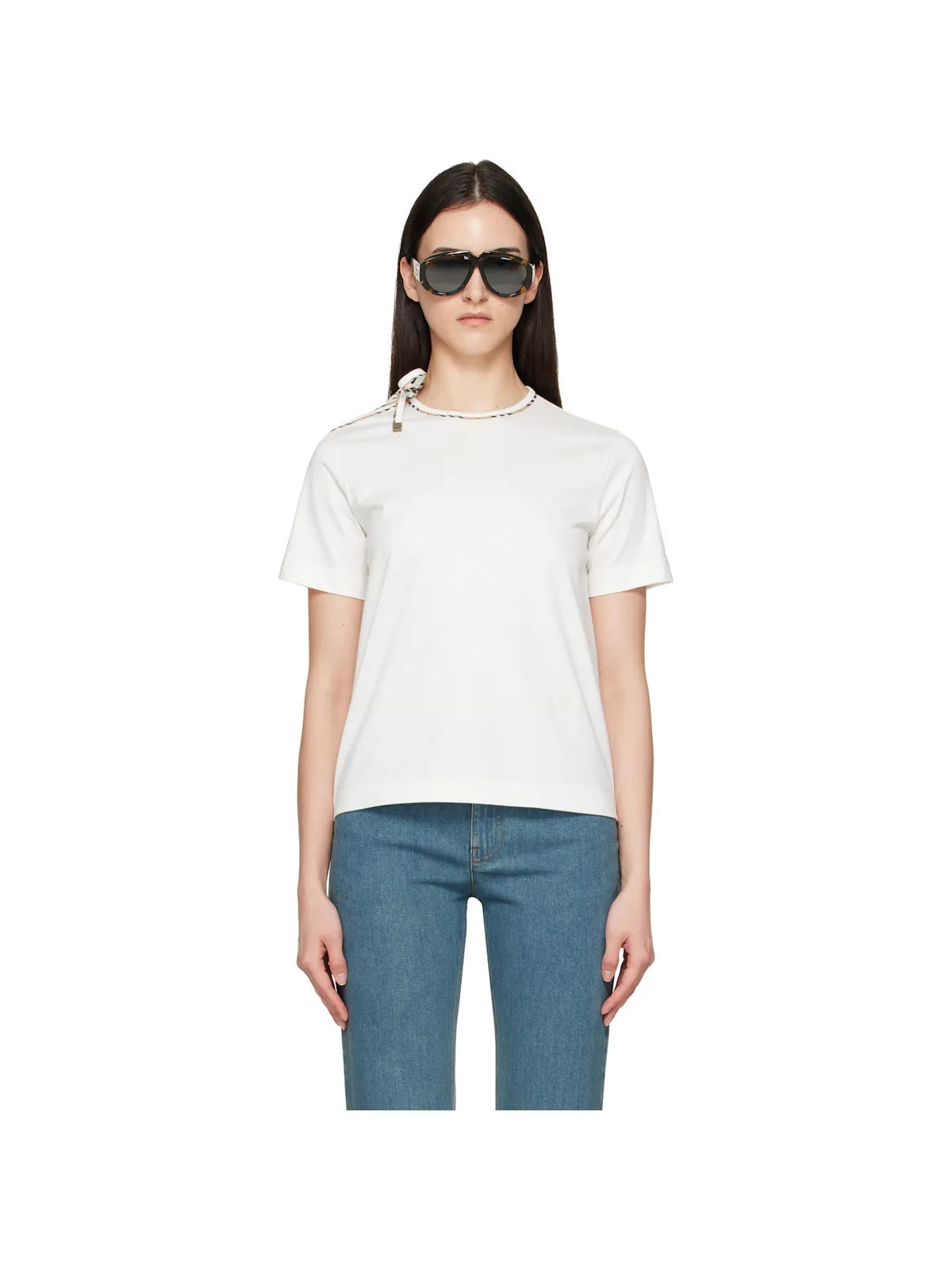 Burberry Tie-Sleeve コットン Tシャツ - 画像1