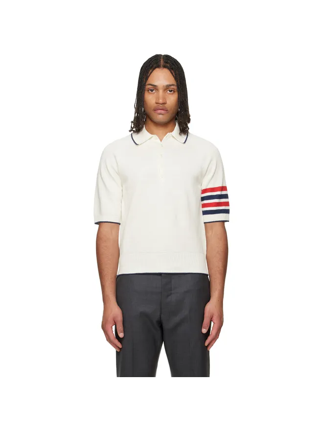 Thom Browne Thom Browne 4-Bar リネンコットン リラックスフィット ニットポロシャツの商品画像