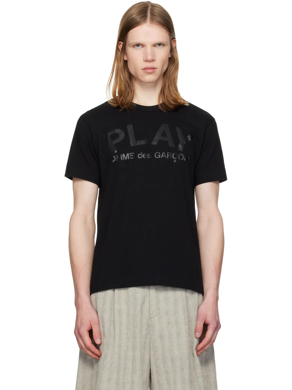 COMME des GARÇONS PLAY Logo Text Tシャツ - 画像1