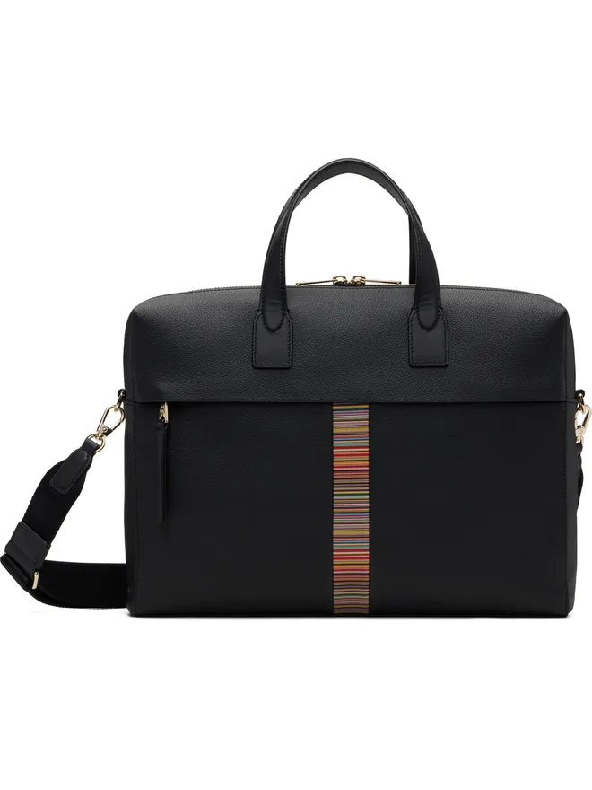 Paul Smith Paul Smith 'Signature Stripe' Trim Folio レザー ブリーフケースの商品画像