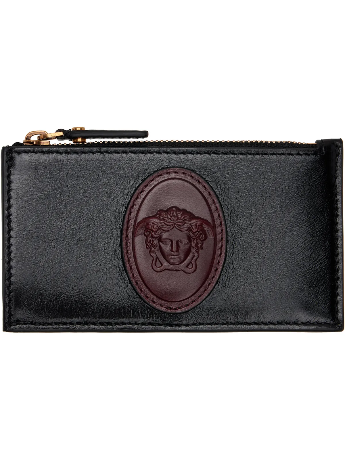 VERSACE Roomy レザー ジップカードケース - 画像1