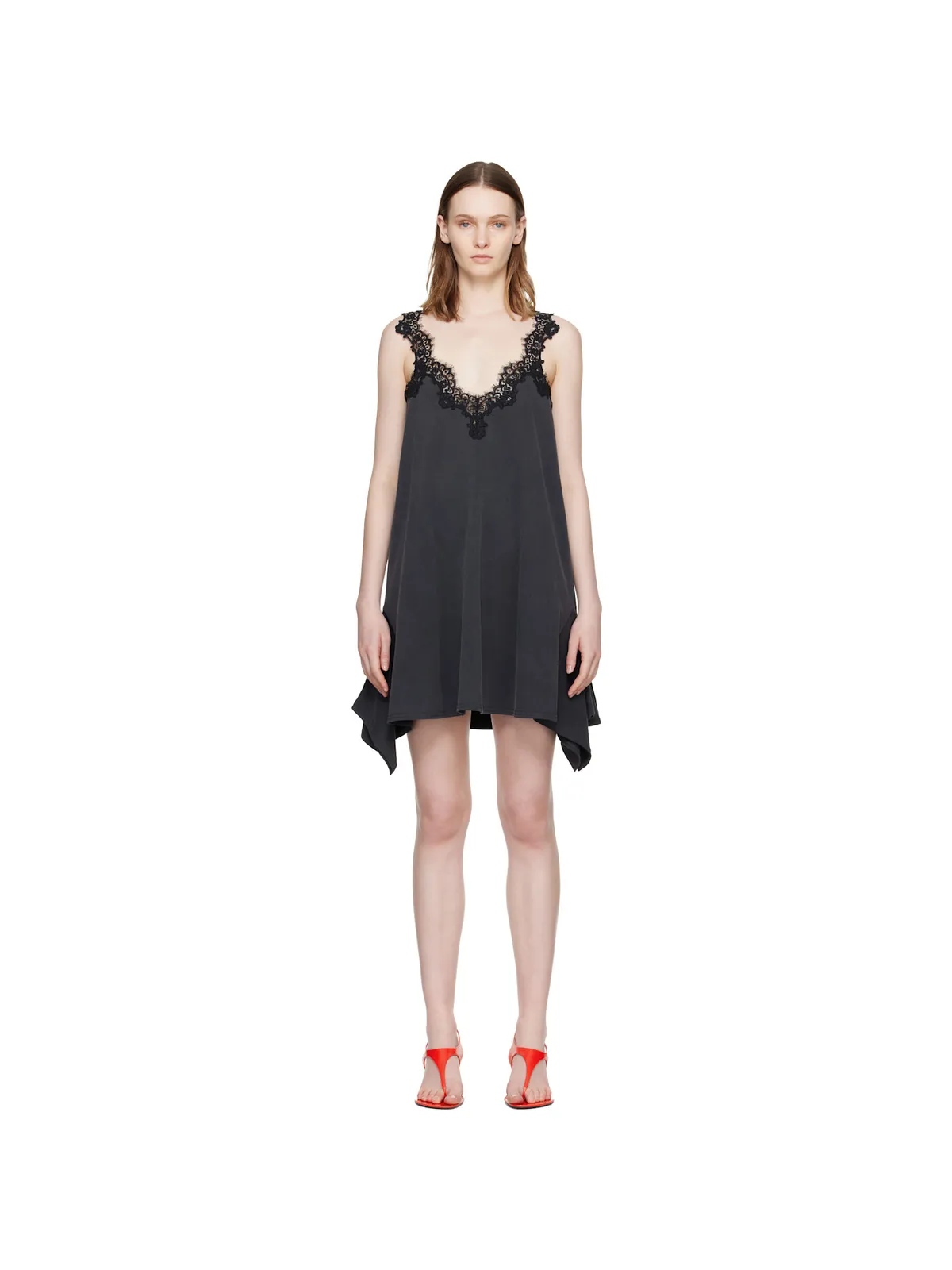 Stella McCartney Lace Mix Washed ジャージコットン ミニワンピース - 画像1
